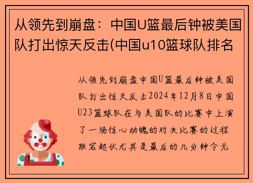 从领先到崩盘：中国U篮最后钟被美国队打出惊天反击(中国u10篮球队排名)
