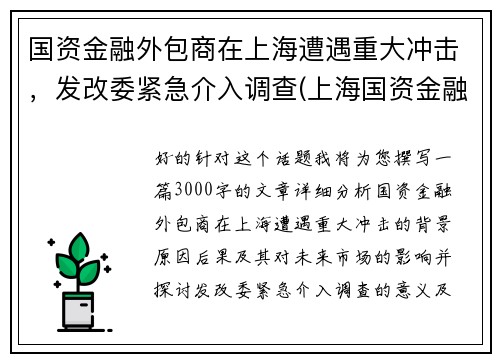国资金融外包商在上海遭遇重大冲击，发改委紧急介入调查(上海国资金融控股集团)