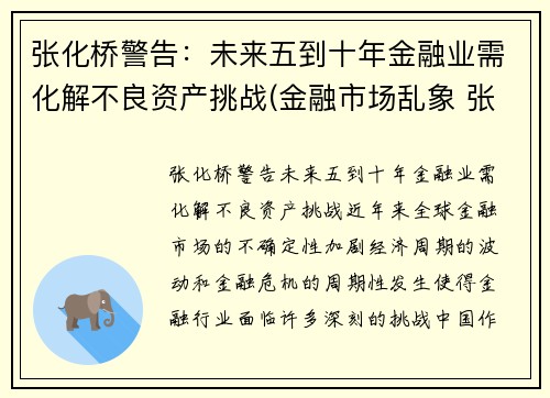 张化桥警告：未来五到十年金融业需化解不良资产挑战(金融市场乱象 张化桥)